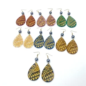 Fashion Tear Shapes With Pearls and Gold Tribals Carved Styles Earring Jewelry for Women and Girl’s