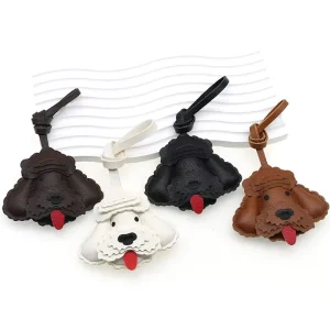 Fashion Teddy Dog Leather Handbag Pendant Car Keychains Cute Key Rings Luxury Bag Ornament Bag Charms