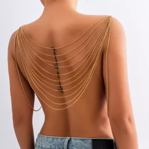 Fashion Temperament Sexy U shaped Fringe Body Chain Women Simple Multi layer Snake Bone Chain Clothing Nightclub Party