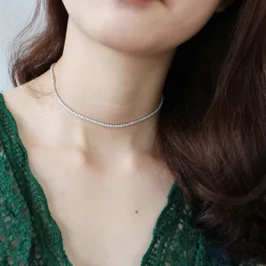 Fashion Tennis Chain Women Jewelry 925 Sterling Silver Chokers Necklaces