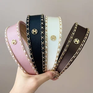 Fashion Thin edge Chain Light Luxury Wide Headband Retro Style Simple Hair Accessory