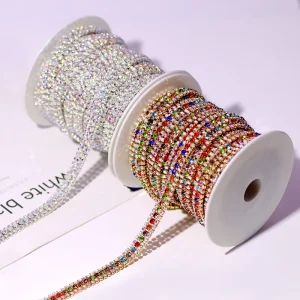 Fashion Three Row Claw Crystal Chain Rhinestone Cup Chain Sewing Rhinestones Trim Banding Chains For DIY Jewelry Clothes Dress