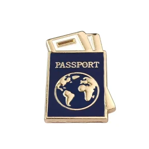 Fashion Travel Passport Enamel Pins Brooch Metal Badges Men Women Jewelry Accessories Pilot Gifts for Friends