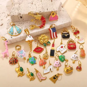 Fashion Trend 18K Gold Plated Stainless Steel Accessories Handmade DIY Fine Pendants & Charms Fashion Jewelry