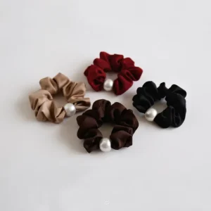 Fashion Trend Casual Women and Girl Cloth Hair Loop with Pearl Small Fragrance Hair Rope Versatile Vintage Hair Accessories