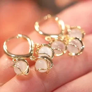 Fashion Trend Cat’s Eye Crystal Zircon Pendant Earrings for Women Girl Imitation Pearl Dangle Earrings Jewelry