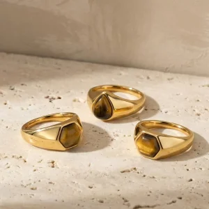 Fashion Trend Jewelry Beautifully Designed High Quality Gold Plated Stainless Steel Natural Classic Wedding Rings for Women