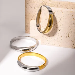 Fashion Trendy 18k Gold plated Stainless Steel Bracelet Geometric Color Blocked Bangle for Women Party Jewelry