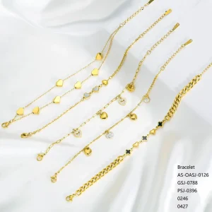 Fashion Trendy Adjustable Double Layer Charm Bracelet Gold Plated Stainless Steel Zircon Heart Pendants Mesh Chain Women’s Gift