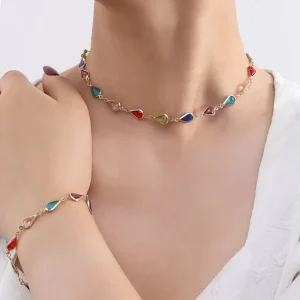 Fashion Trendy Bronze Water Drop Classic Costume Bracelet Women Vintage Retro Unique Beaded Hand Jewelry High End Charm