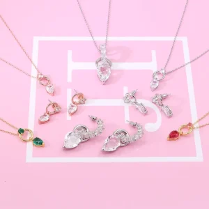 Fashion Trendy CZ Crystal Jewelry Set for Women Zircon Dazzling Exquisite Teardrop Knot Design for Wedding Party Gift in Bulk