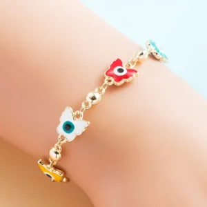 Fashion Trendy Classic Bronze Chain & Link Bracelet Creative Colorful Hand Jewelry for Women