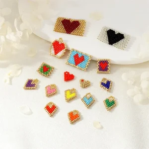 Fashion Trendy DIY Necklace Bracelet Accessories Hand Woven Simple Heart-shaped Miyuki Beads Pendant Accessories