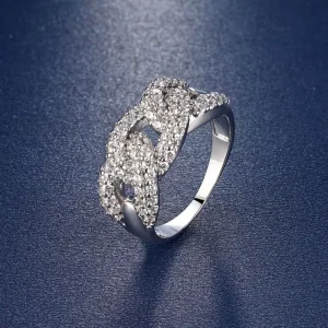 Fashion Trendy Luxury Rings Elegant 1.45mm(0.014ct*82pcs) Zirconia Classic Iced Out Cuban Chain Wedding Rings for Women