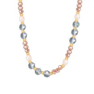Fashion Trendy Pearl Glass Crystal Stone Beads Combination Beads Beaded Necklace Jewelry for Women