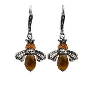 Fashion Trendy Queen Bee Crystal Drop Dangle Alloy Earrings Animal Hook Unisex Charm Wedding Jewelry Gift