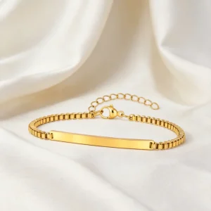 Fashion Trendy Stainless Steel Mirror Curved Geometric Charm Bracelets for Women Gold Plated Wedding & Anniversary Jewelry