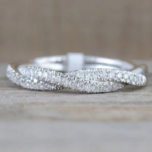 Fashion Twist Rings for Women Silver Plating Band White Cubic Zirconia Simple Stylish Girls Round Rings Factory Custom