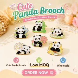 Fashion Unique Enamel Cute Panda Brooch Pin Cartoon Animal Brooch Lapel Pin Gift for Women Men Backpack Jacket Hat Decoration