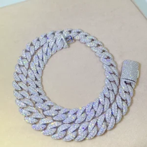 Fashion Unisex Cuban Bracelet Sterling Silver Ice Crystal Moissanite Bracelet