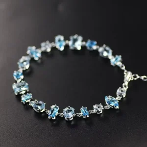 Fashion Versatile Statement Bracelet Minimalist Ocean Blue Zircon Bracelet for Women