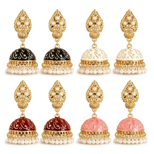 Fashion Vintage Boho India Ethnic Dangle Drop Earrings Antique Hanging Traditional Jhumka Earrings for Women