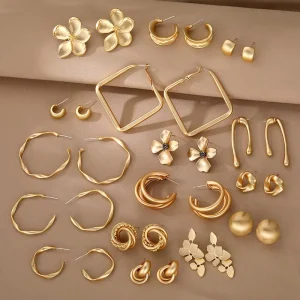 Fashion Vintage Earrings Big Geometric Flowers Hoop Earrings Trendy Earings Jewelry Accessories