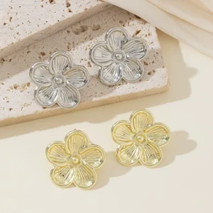 Fashion Vintage Flower Earrings for Women Gold Color Geometric Flower Earring Wedding Christmas Party Jewelry Gift
