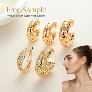 Fashion Vintage Luxury 18k Gold Plated Geometric Hollow Earrings Trendy Women Circle Gold Plated Stud Drop Hoop Earrings