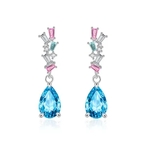 Fashion Waterdrop Shiny Cubic Zirconia Dangle Earrings Party Christmas Jewelry Gift Drop Earrings for Women