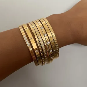 Fashion Waterproof Stainless Steel Diamond Bracelet Vintage Gold Silver Star Bracelet Jewelry for Women Gifts