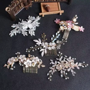 Fashion Wedding Jewelry Leaf Flower Hair Accessory Hair Clip for Women Made of Rhinestone