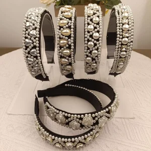 Fashion Wedding Party Valentine’s Day Love Rhinestone Beaded Pearl Hairband Headwear Girls Hair Accessories