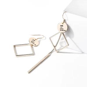 Fashion Westie Crystal Rhinestone Stud Earrings Asymmetrical Geometric Design for Women’s Office Career