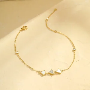 Fashion White Ginkgo Leaf Heart Exquisite Minimalist Stainless Steel Anklet Women’s Jewelry