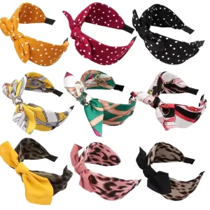 Fashion Wide Headband for Women Leopard Print Bunny Ear Bow Knot Non Slip Hair Band Hair Accessory