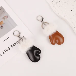 Fashion Winter Glove Bag Charm with Fur Trim Decorative Pendant for Daily Handbag Luggage Use
