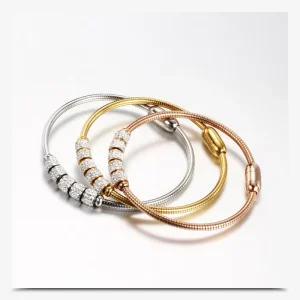 Fashion Woman Bracelet Stainless Steel Waterproof Jewelry Magnetic Clasp Bangles for Girls