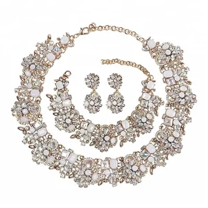 Fashion Woman Wedding Bridal Jewelry Sets Crystal Choker Necklace Statement Jewelry