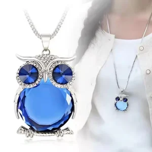 Fashion Women Accessories Multiple Stone Color Crystal Rhinestone Jewelry Owl Pendant Necklace