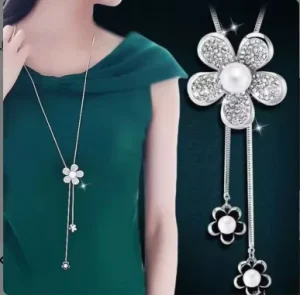 Fashion Women Crystal Diamond Pendant Long Chain Sweater Dress Necklace Party Favor Rhinestone Necklace Costume Jewelry Gifts