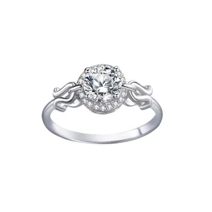 Fashion Women Diamond Wedding Rings 925 Sterling Silver VVS Round Brilliant Cut 1 Ct Moissanite Ring Engagement