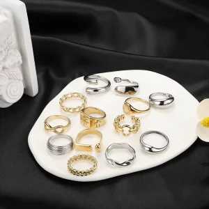 Fashion Women Jewelry Gold Stainless Steel Rings Whitegold Plated Ring