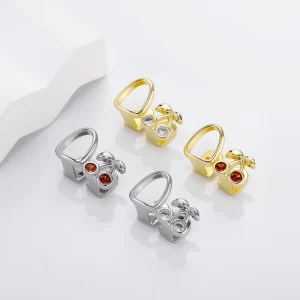 Fashion Women Men Hip Hop Gold Plated Brass Grillz Accessories 2 Teeth Zircon Diamond Cherry Shape Hollow Grills Body Jewelry