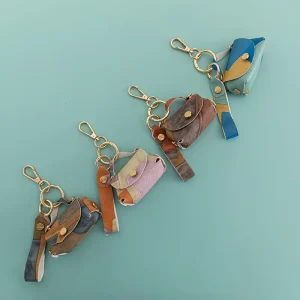 Fashion Women Mini Bag Keychain Creative Luxury Keyring Small Coin Purses PU Leather Key Chains Portable Wallet Keychain