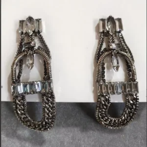 Fashion Women Oval Chain Geometric Metallic Earring Multi Layer Women Crystal Vintage Earrings Women