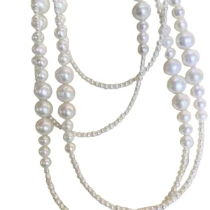 Fashion Women Pearl Jewelry 120cm 3A Round 2 9mm Natural Fresh Water Pearl Necklace Chain