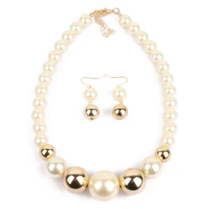Fashion Women Pearl Necklace Long Statement Pearl Beads Necklace Set