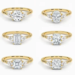 Fashion Women Ring Three Stone 1ct D VVS2 IGI Lab Grown Diamond 10k 14k 18k Solid Gold Custom Diamond Jewelry Engagement Ring