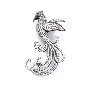 Fashion Women Silver 925 Zircon Brooch Jewelry Animal Parrot Brooch